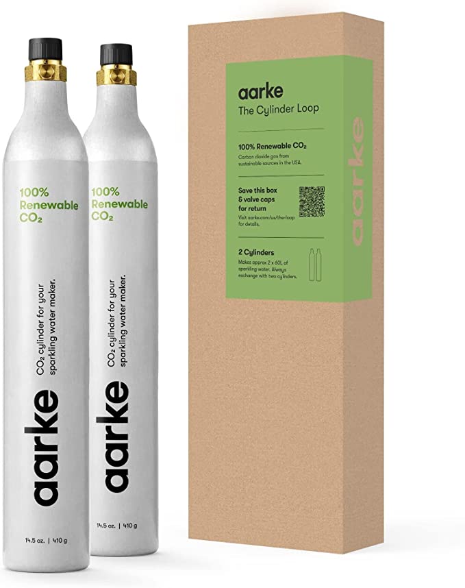 Aarke (425g / 60L, 2-Pack) CO2 Carbonator Soda Machine Refill Cylinder